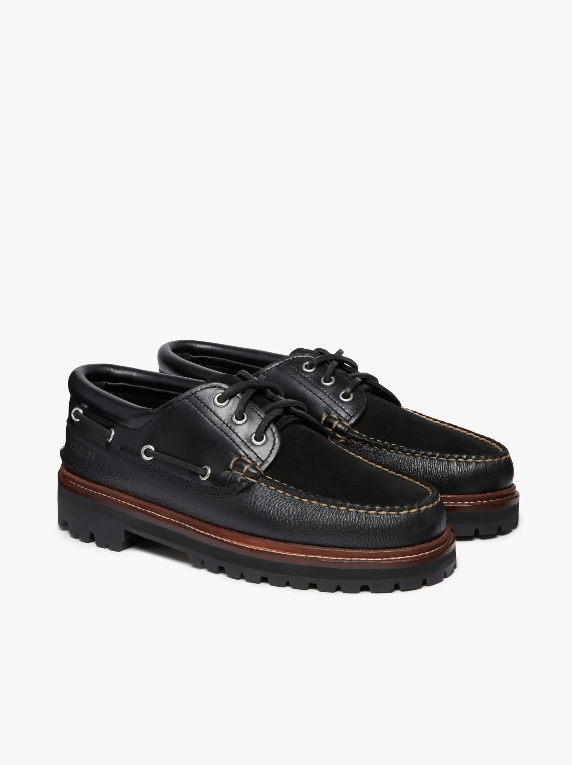 Sale G.H.BASS 1876 Camp Moc Leather & Suede Black