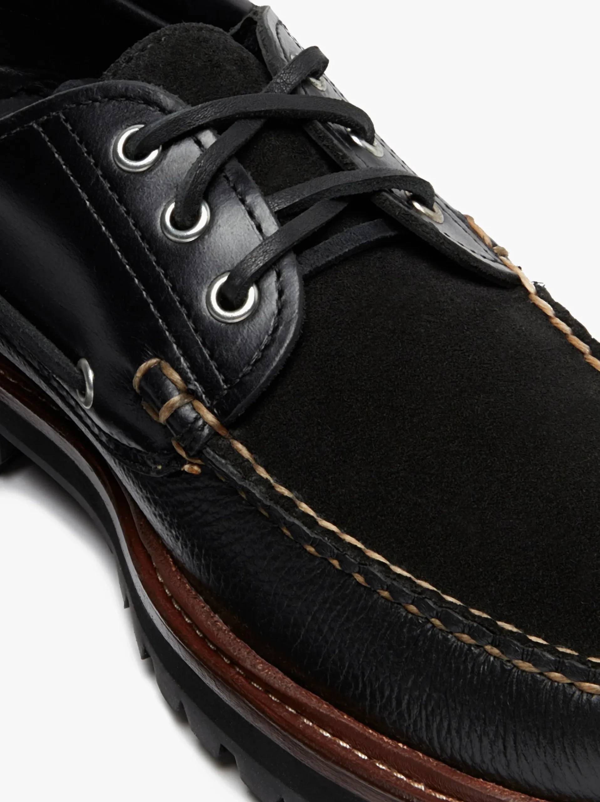 Sale G.H.BASS 1876 Camp Moc Leather & Suede Black