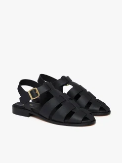 G.H.BASS Amelia Fisherman Sandal Vachetta Leather Black