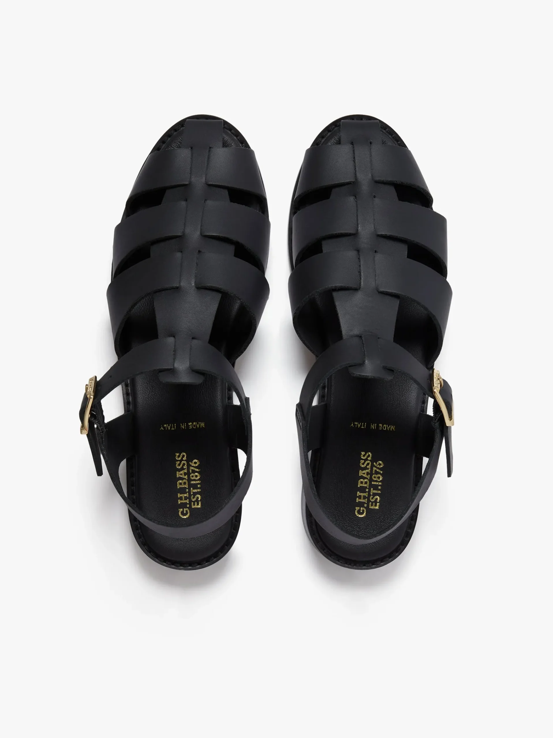 G.H.BASS Amelia Fisherman Sandal Vachetta Leather Black