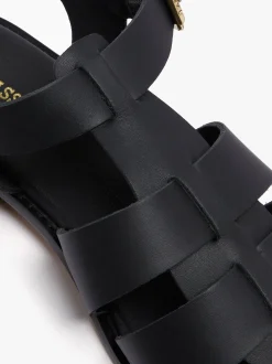 G.H.BASS Amelia Fisherman Sandal Vachetta Leather Black