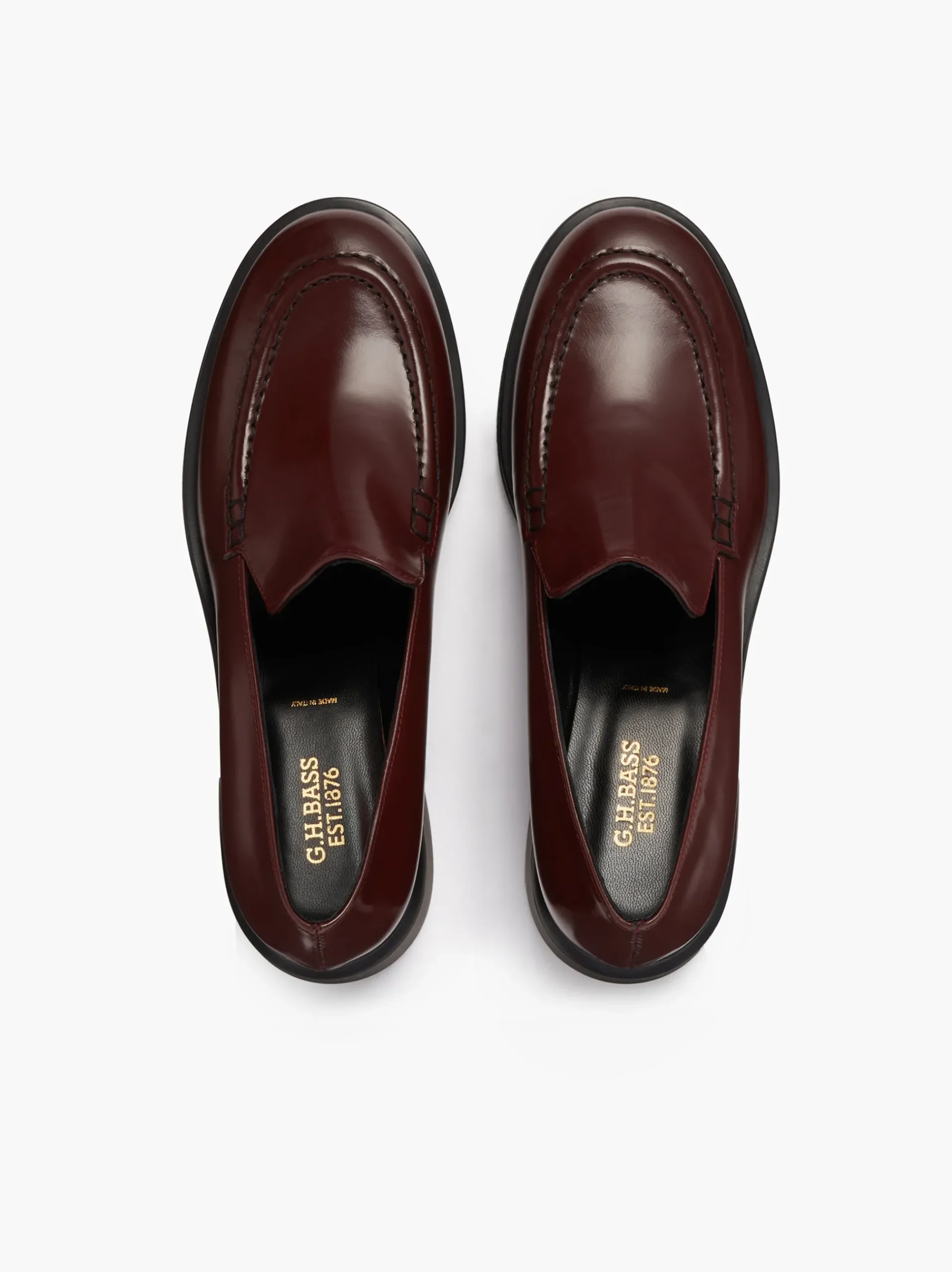 Sale G.H.BASS Anna Venetian Loafer Heels Leather Wine