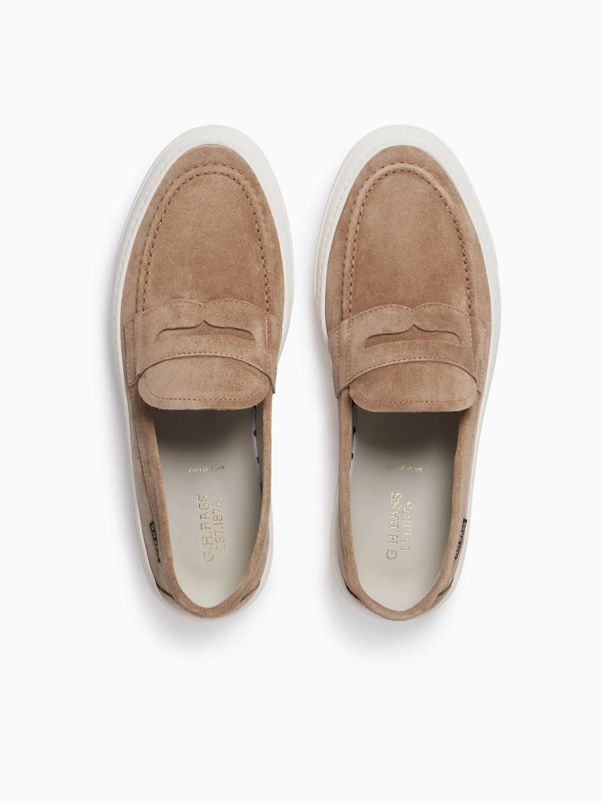 Sale G.H.BASS Buxton Penny Loafers Suede Tan
