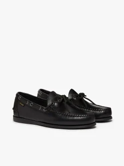 Clearance G.H.BASS Camp Moc Decker Shoes Black Pull up leather