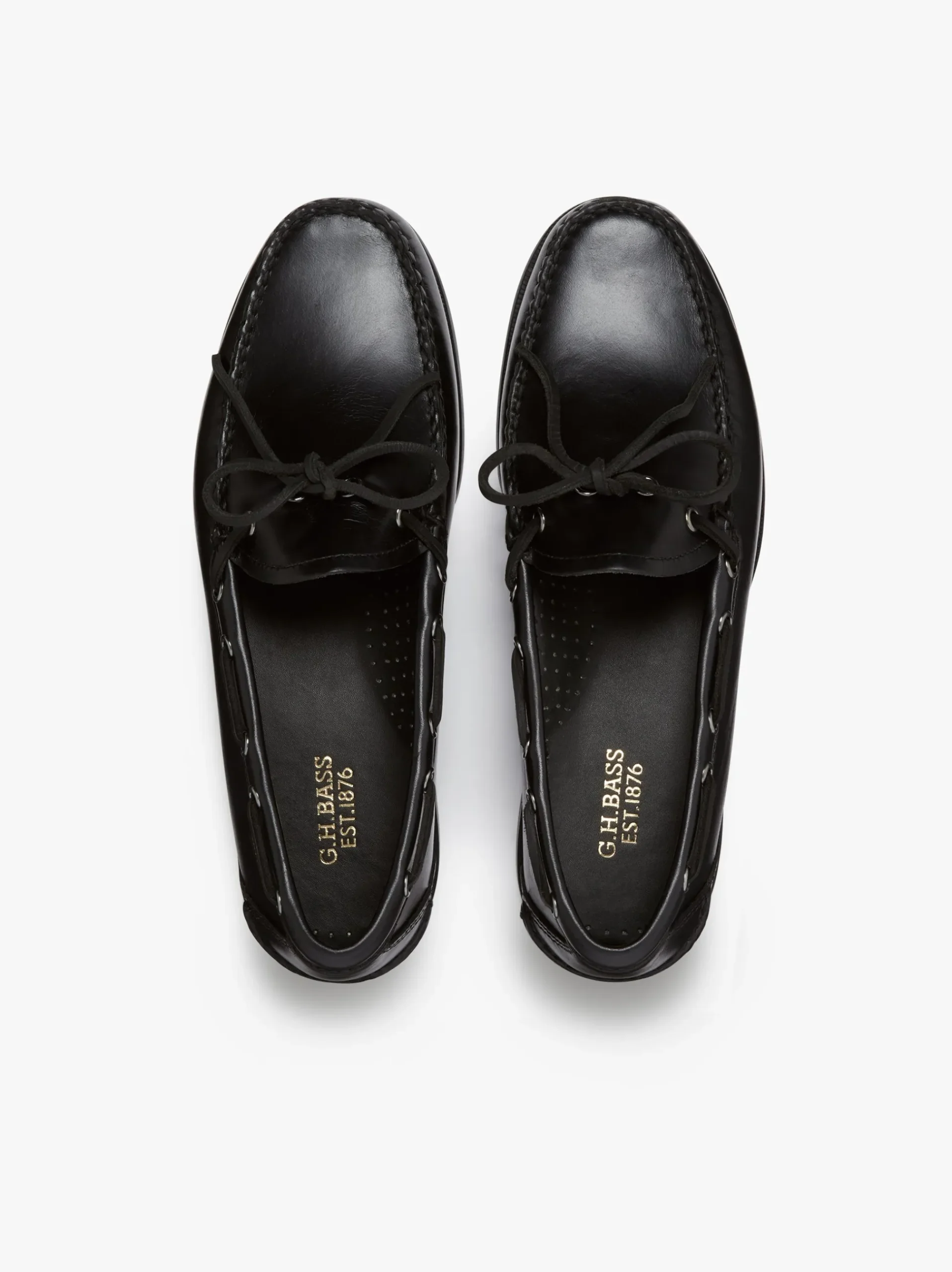Clearance G.H.BASS Camp Moc Decker Shoes Black Pull up leather
