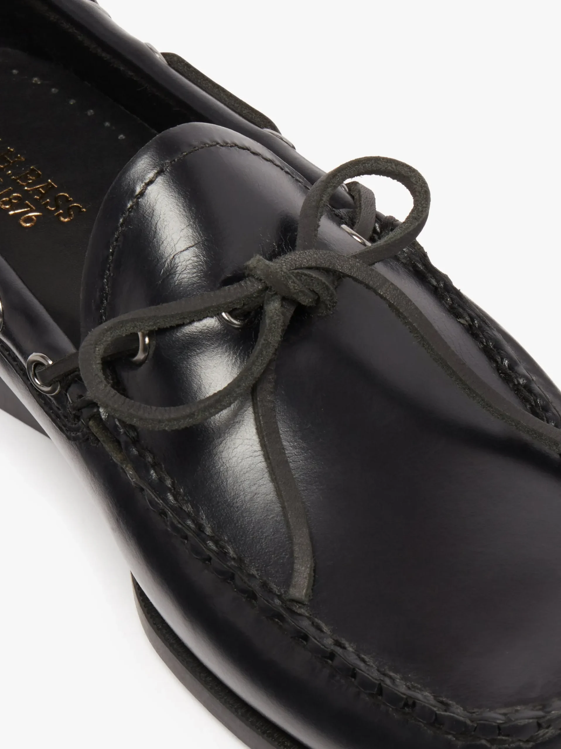 Clearance G.H.BASS Camp Moc Decker Shoes Black Pull up leather