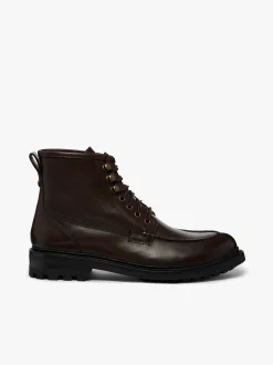 Outlet G.H.BASS Chase Moc Toe Boots Leather Chocolate