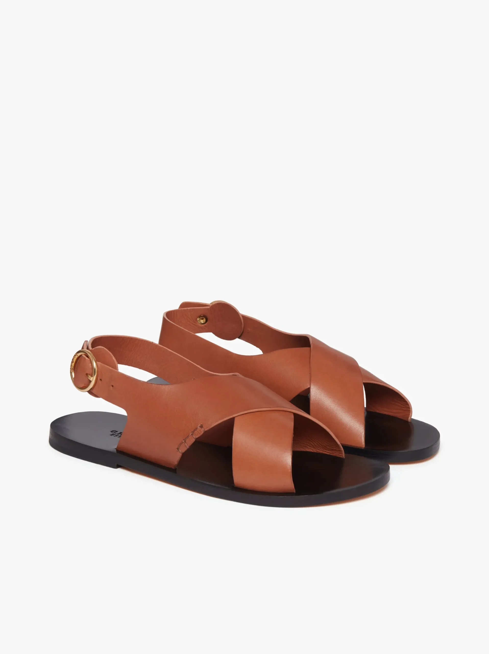 Outlet G.H.BASS Cross Strap Sandals Leather Tan