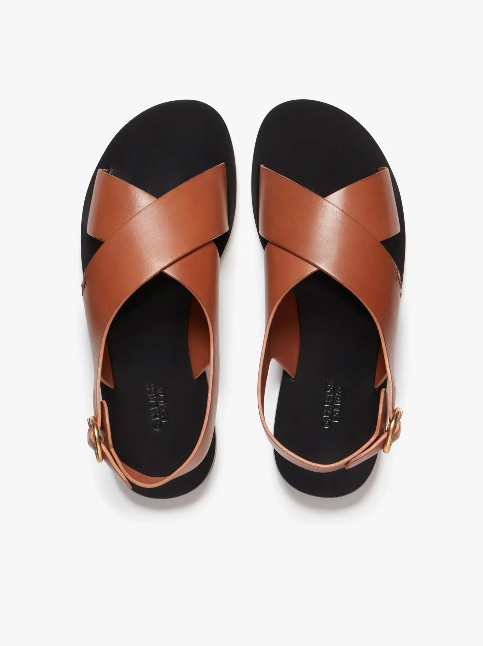 Outlet G.H.BASS Cross Strap Sandals Leather Tan