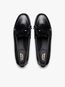 Clearance G.H.BASS Easy Weejuns Esther Bow Loafers Leather Black