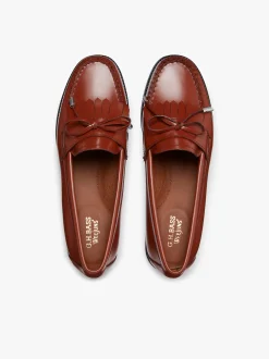 Discount G.H.BASS Easy Weejuns Esther Bow Loafers Leather Cognac