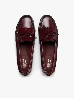 Hot G.H.BASS Easy Weejuns Esther Bow Loafers Leather Wine