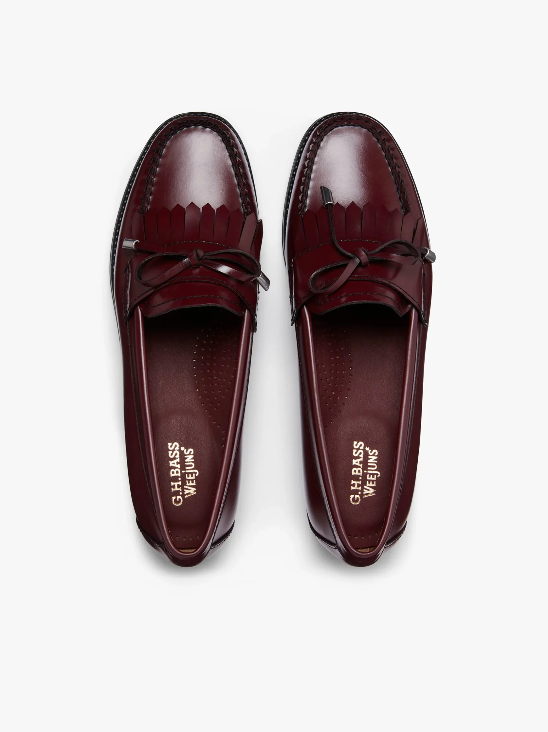 Hot G.H.BASS Easy Weejuns Esther Bow Loafers Leather Wine