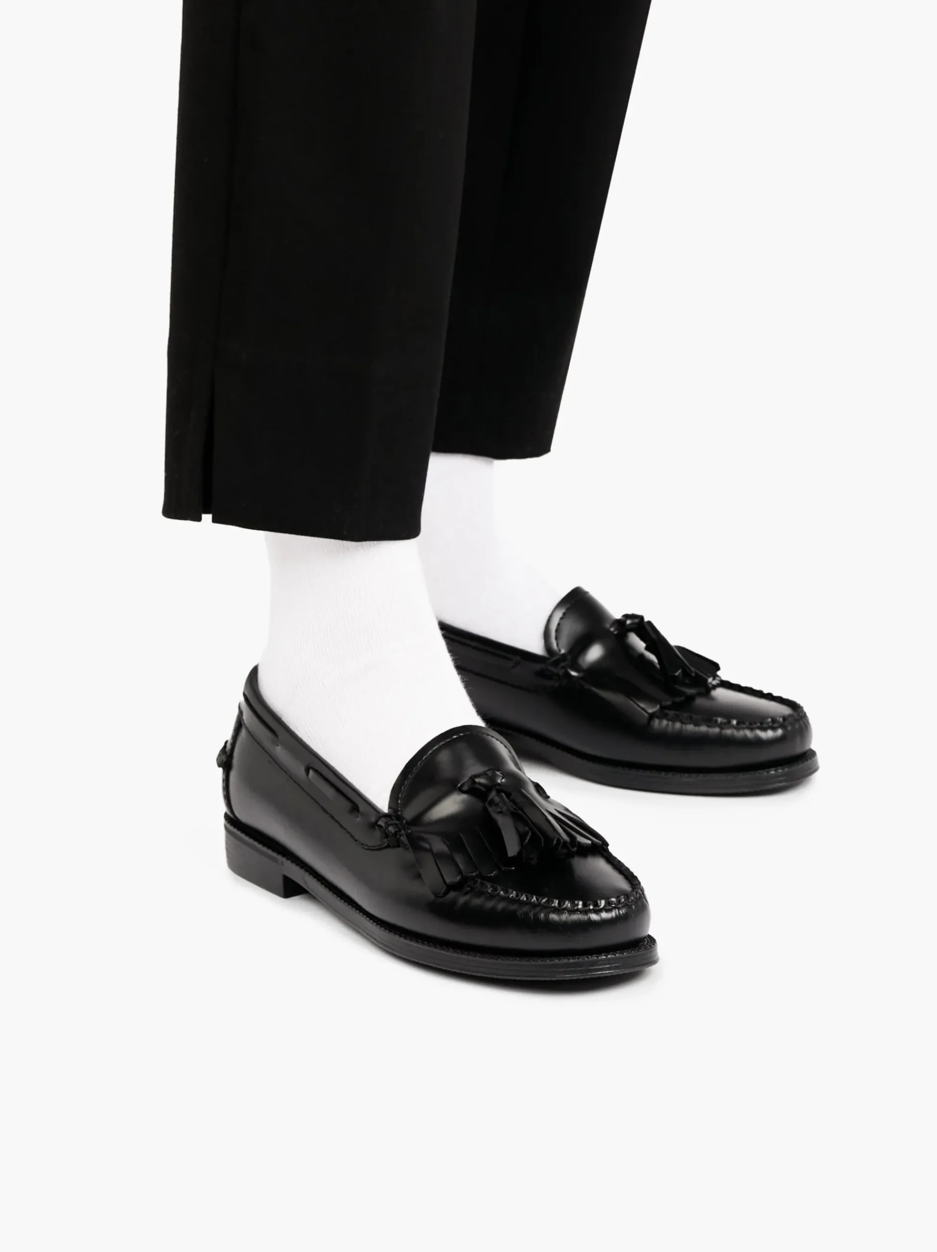 G.H.BASS Easy Weejuns Esther Kiltie Tassel Loafers Leather Black