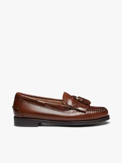 New G.H.BASS Easy Weejuns Esther Kiltie Tassel Loafers Leather Cognac