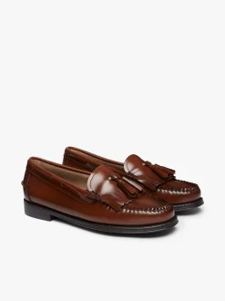 New G.H.BASS Easy Weejuns Esther Kiltie Tassel Loafers Leather Cognac