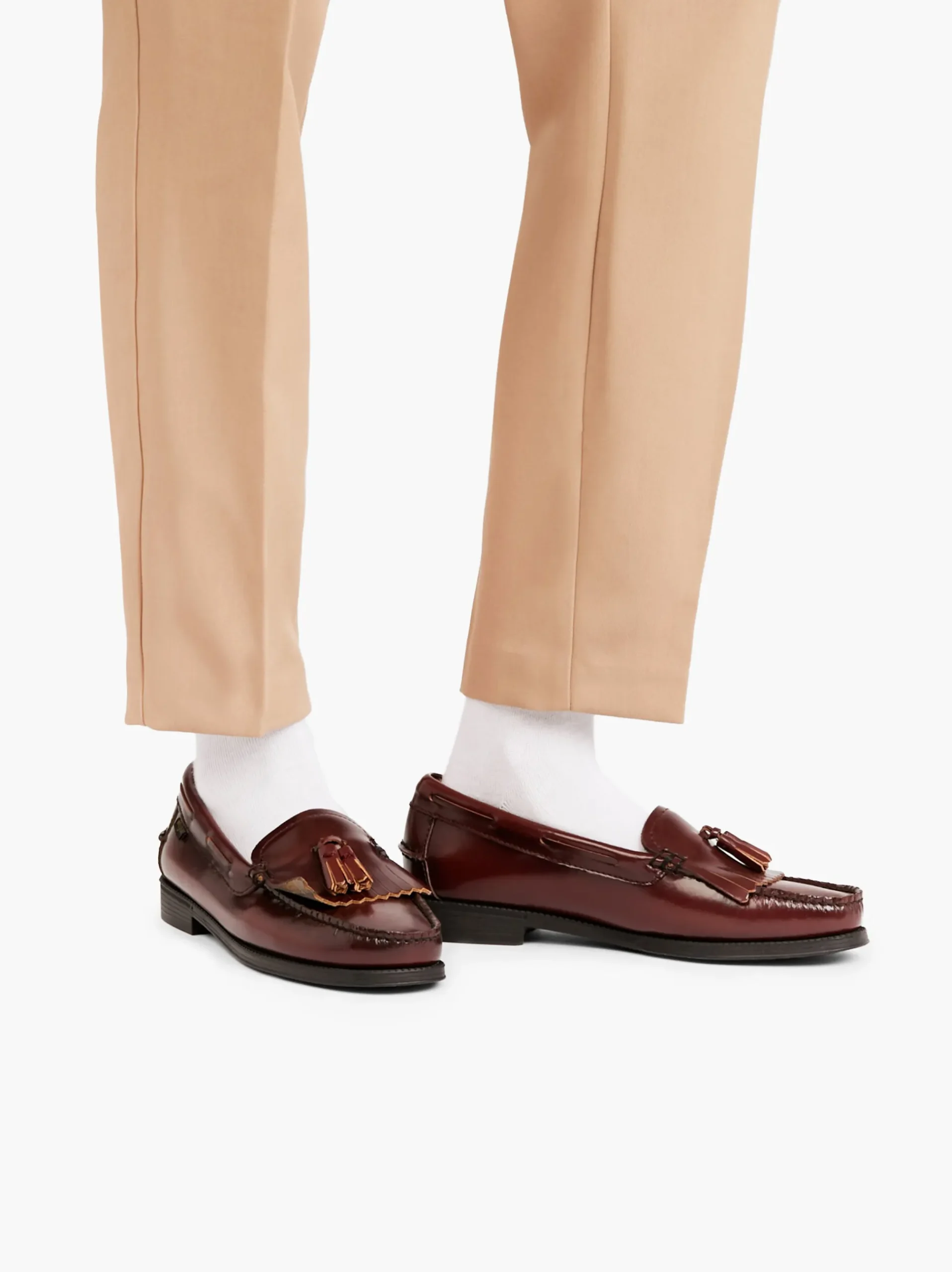Clearance G.H.BASS Easy Weejuns Esther Kiltie Tassel Loafers Leather Wine