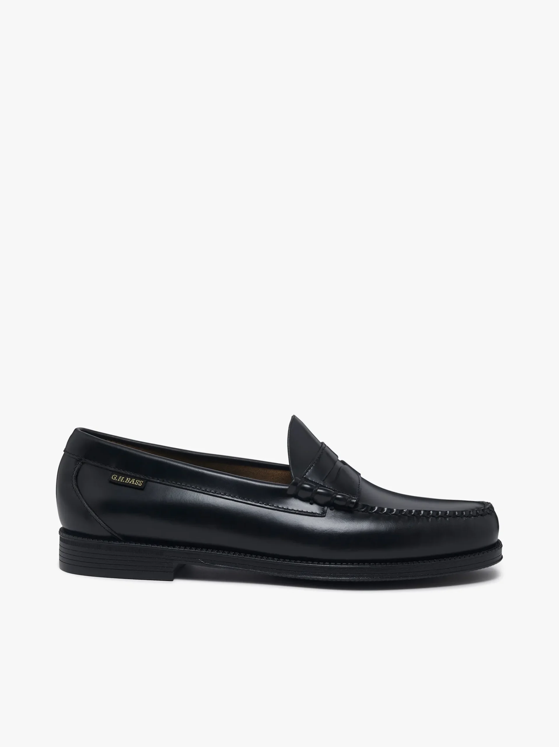 Hot G.H.BASS Easy Weejuns Larson Flag Penny Loafers Leather Black