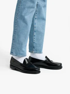 Hot G.H.BASS Easy Weejuns Larson Flag Penny Loafers Leather Black