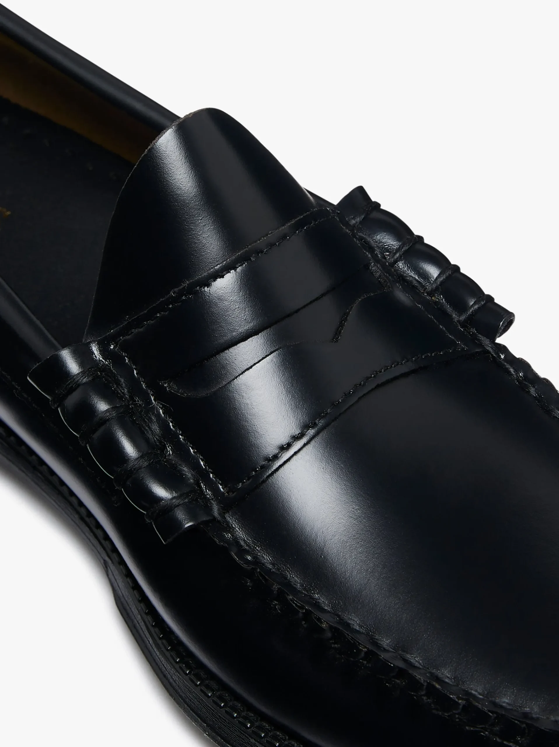 Hot G.H.BASS Easy Weejuns Larson Flag Penny Loafers Leather Black