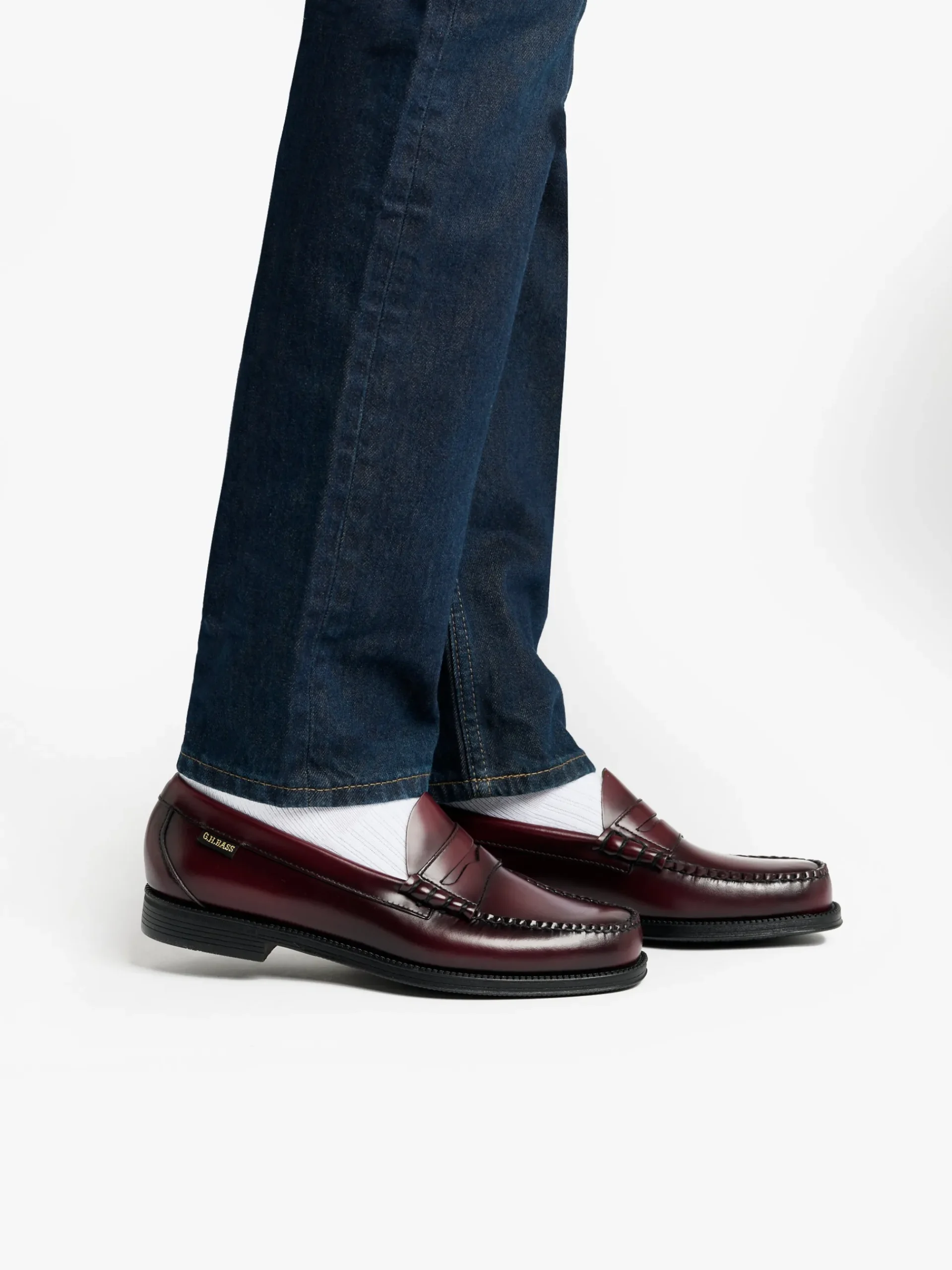 G.H.BASS Easy Weejuns Larson Flag Penny Loafers leather Wine