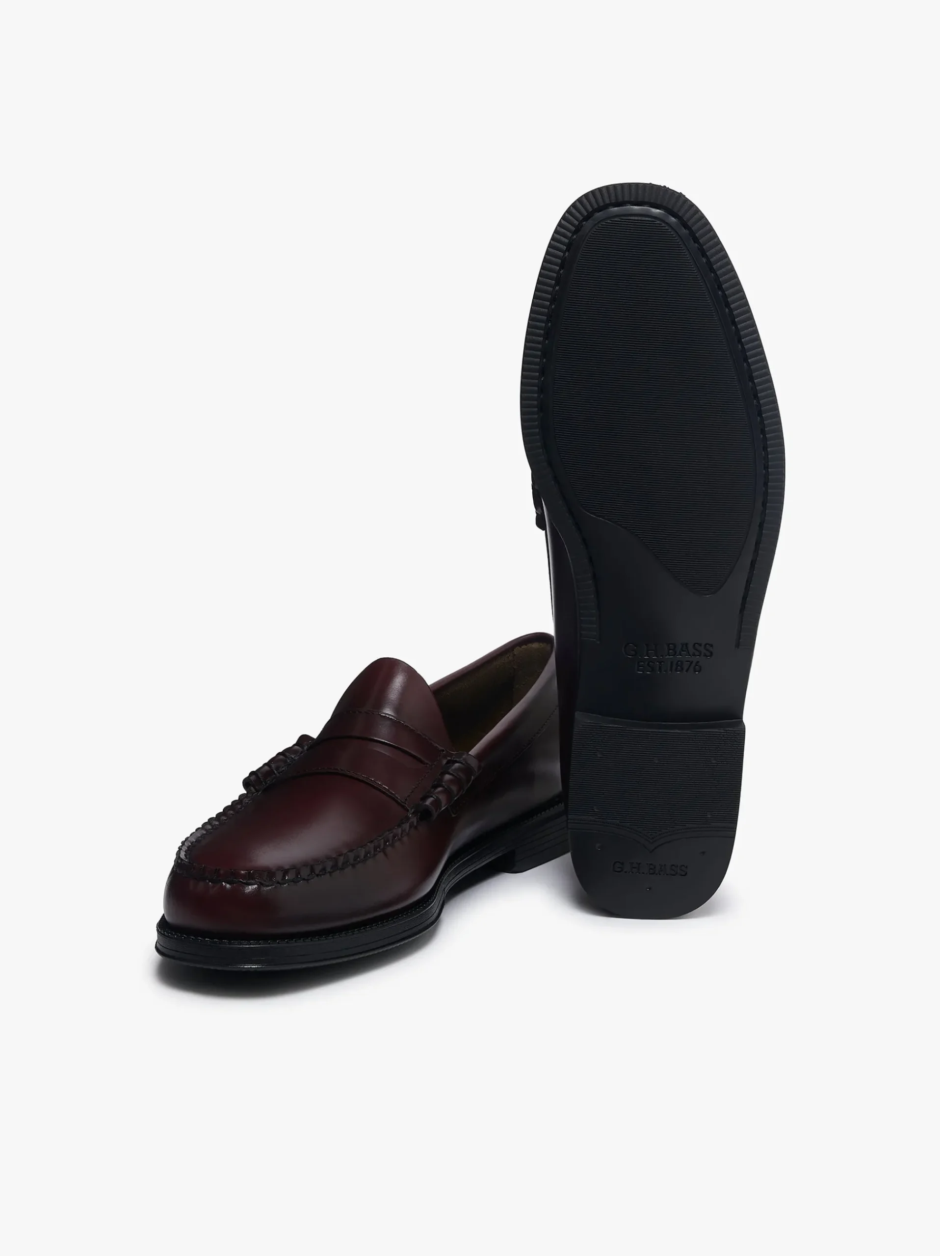 G.H.BASS Easy Weejuns Larson Flag Penny Loafers leather Wine
