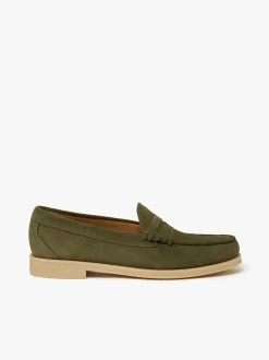 Clearance G.H.BASS Easy Weejuns Larson Penny Loafers Light Suede Green