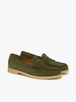 Clearance G.H.BASS Easy Weejuns Larson Penny Loafers Light Suede Green