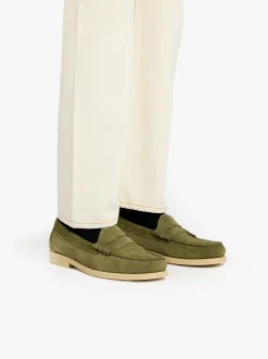 Clearance G.H.BASS Easy Weejuns Larson Penny Loafers Light Suede Green