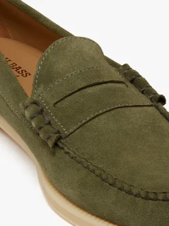 Clearance G.H.BASS Easy Weejuns Larson Penny Loafers Light Suede Green