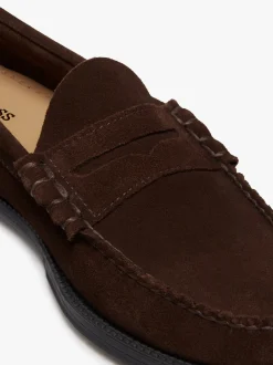 Outlet G.H.BASS Easy Weejuns Larson Penny Loafers suede Chocolate