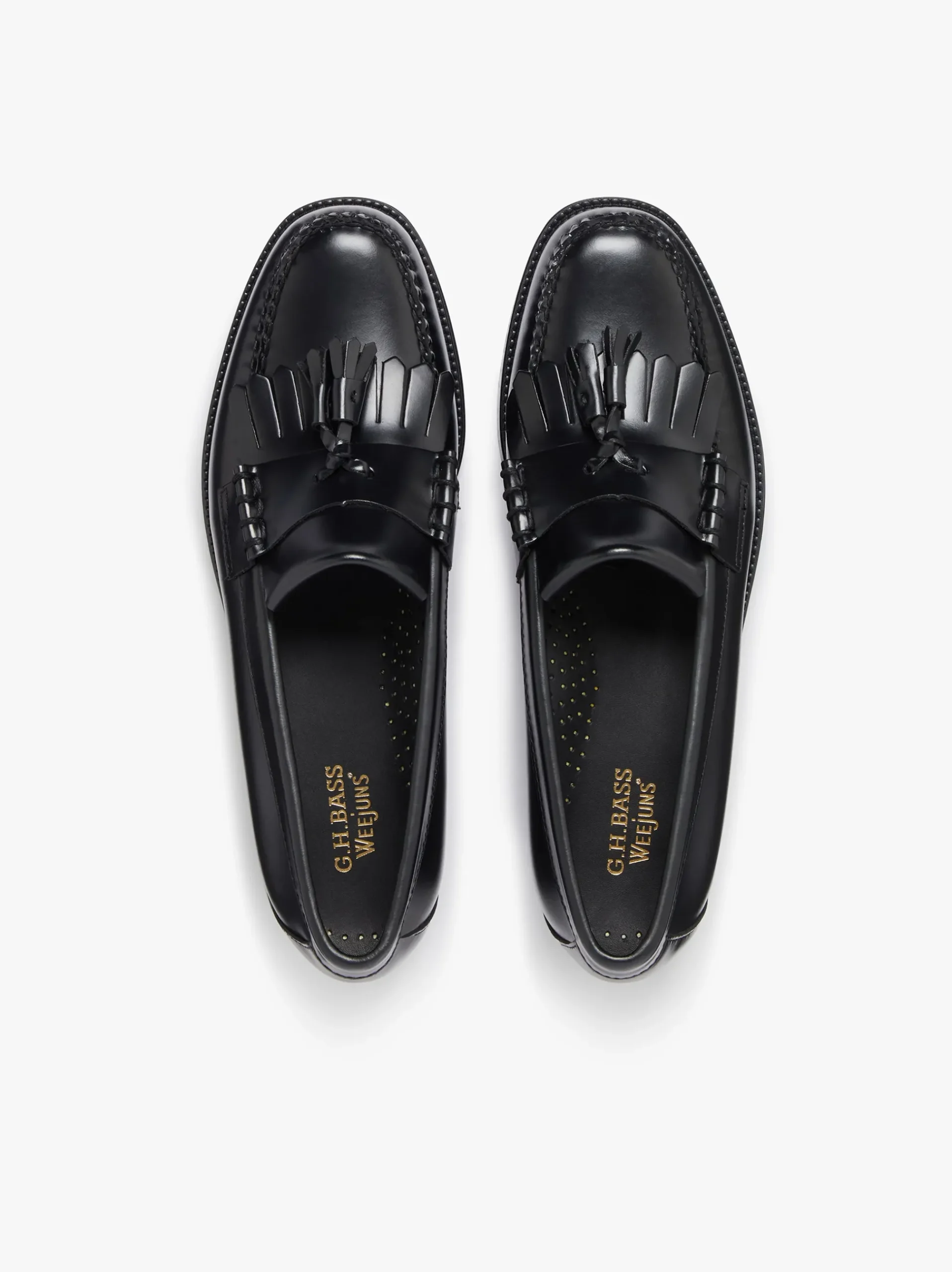 Discount G.H.BASS Easy Weejuns Layton II Kiltie Loafers Leather Black