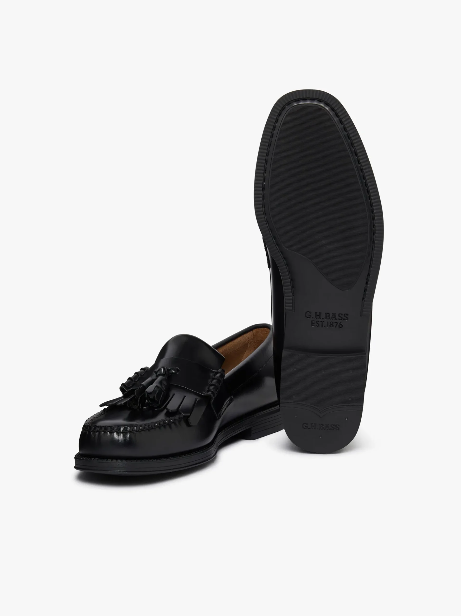Discount G.H.BASS Easy Weejuns Layton II Kiltie Loafers Leather Black