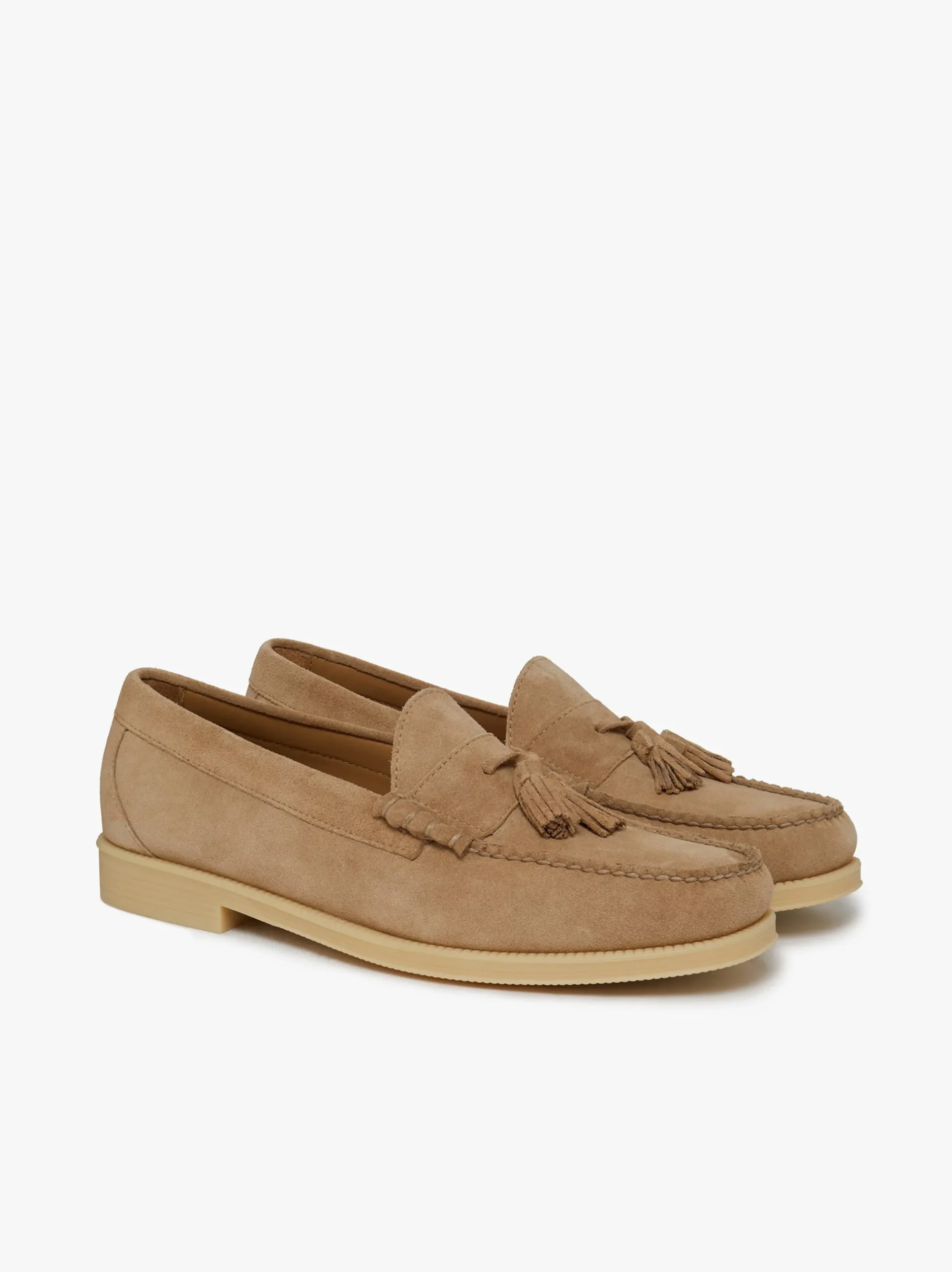 Hot G.H.BASS Easy Weejuns Lennox Tassel Loafers Suede Off White