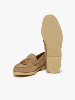 Hot G.H.BASS Easy Weejuns Lennox Tassel Loafers Suede Off White