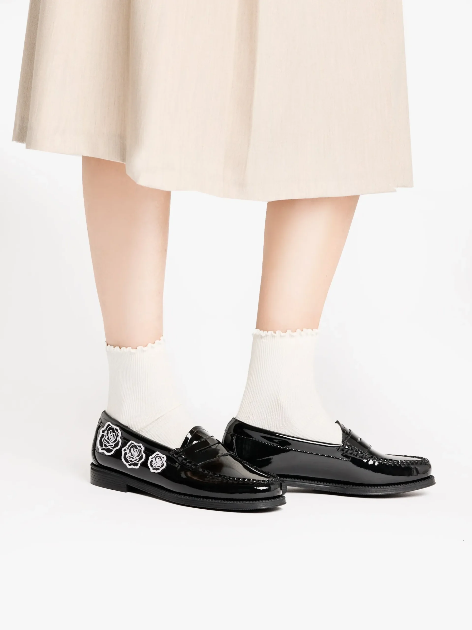 Discount G.H.BASS Easy Weejuns Penny Flora Loafers Patent Leather Black