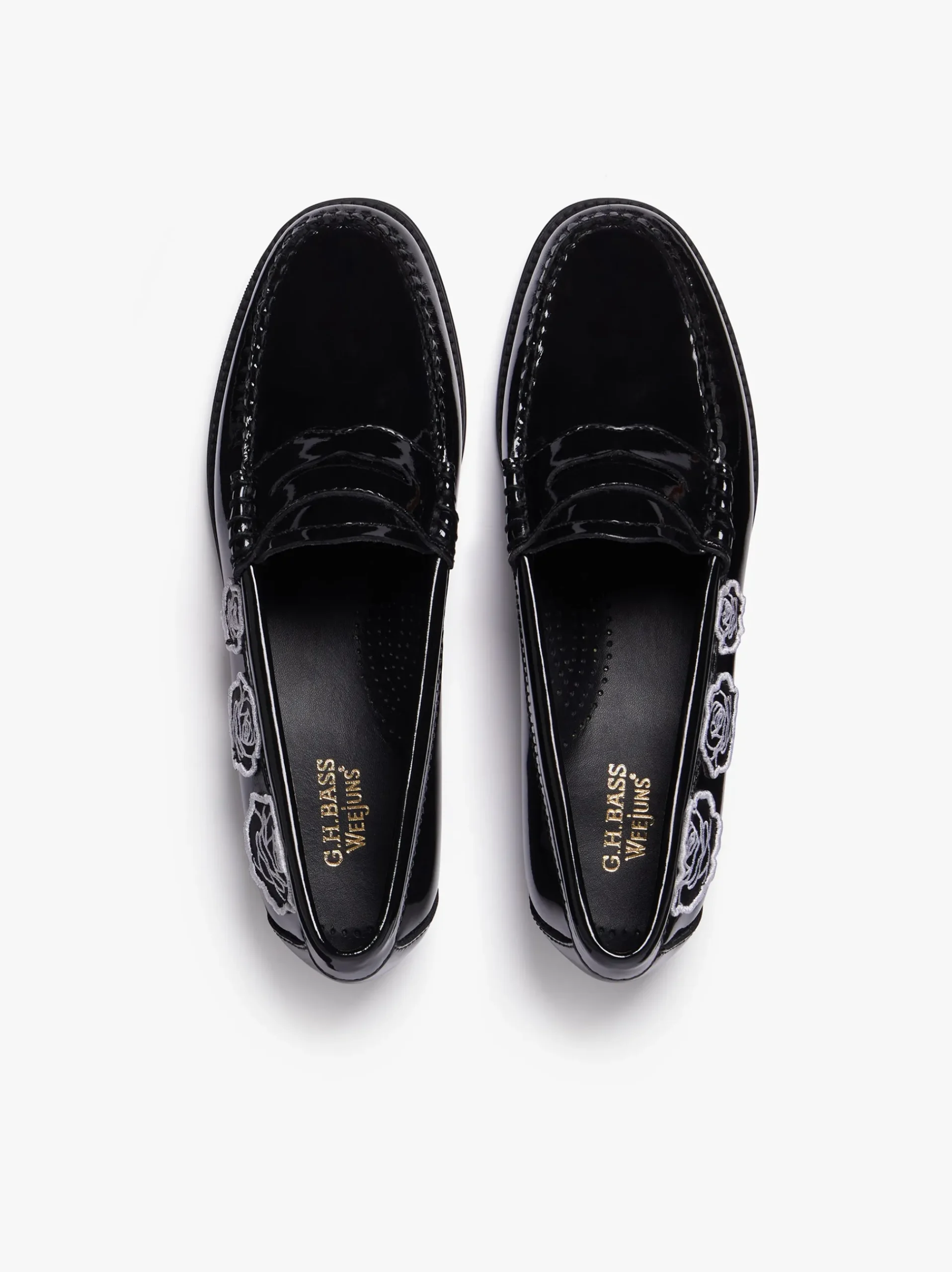 Discount G.H.BASS Easy Weejuns Penny Flora Loafers Patent Leather Black