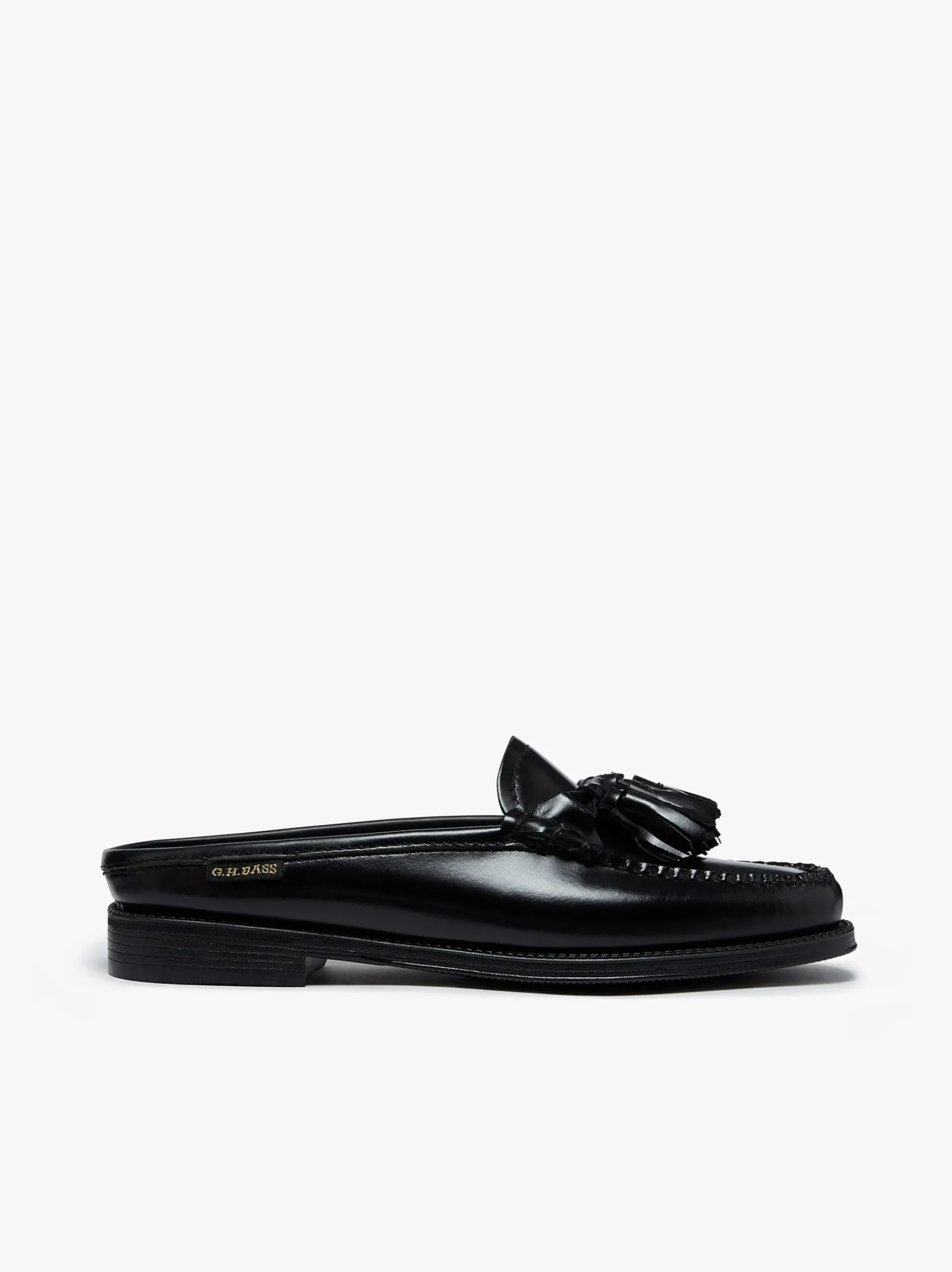 Online G.H.BASS Easy Weejuns Tetra Tassel Slides Leather Black