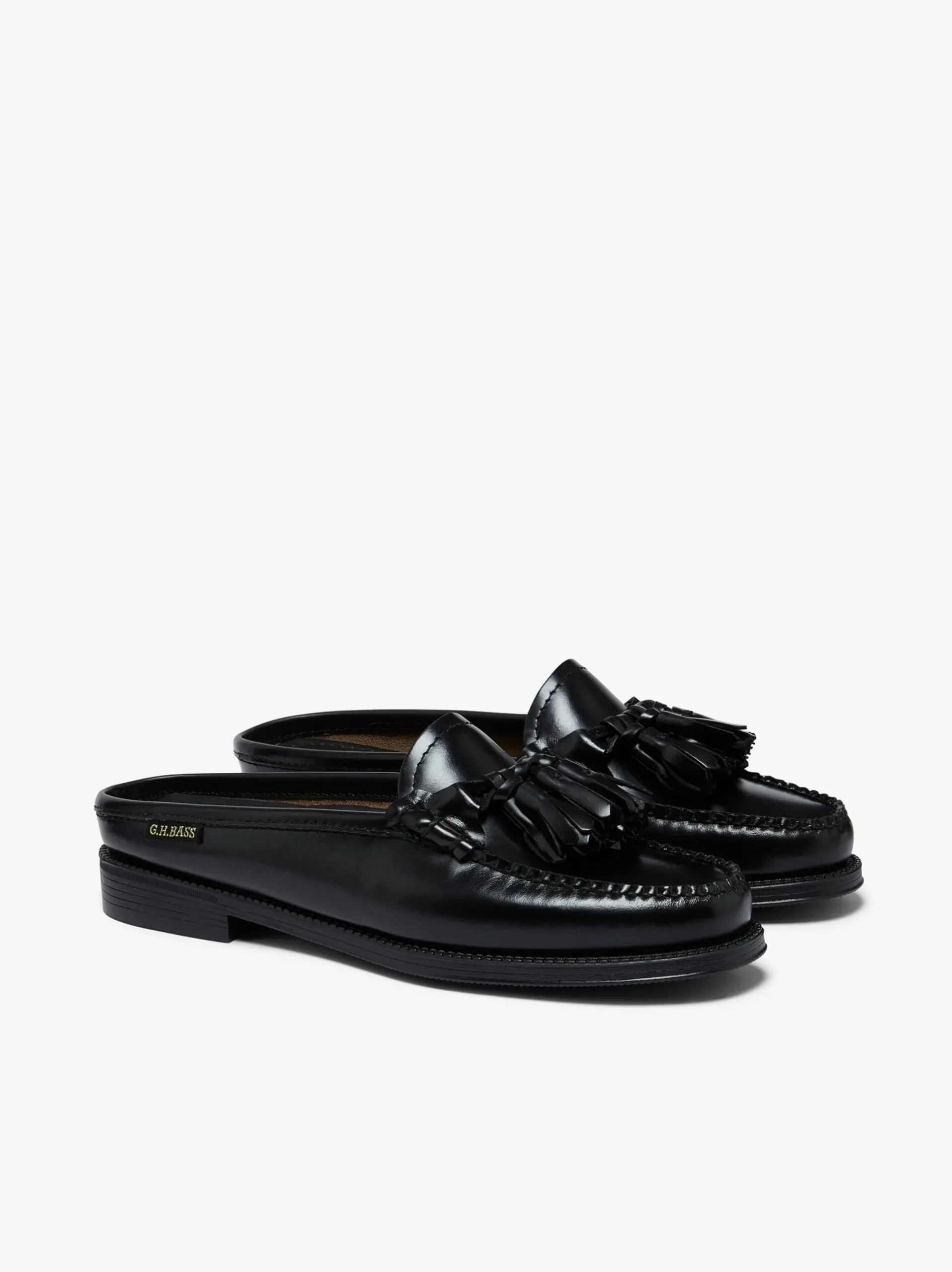 Online G.H.BASS Easy Weejuns Tetra Tassel Slides Leather Black