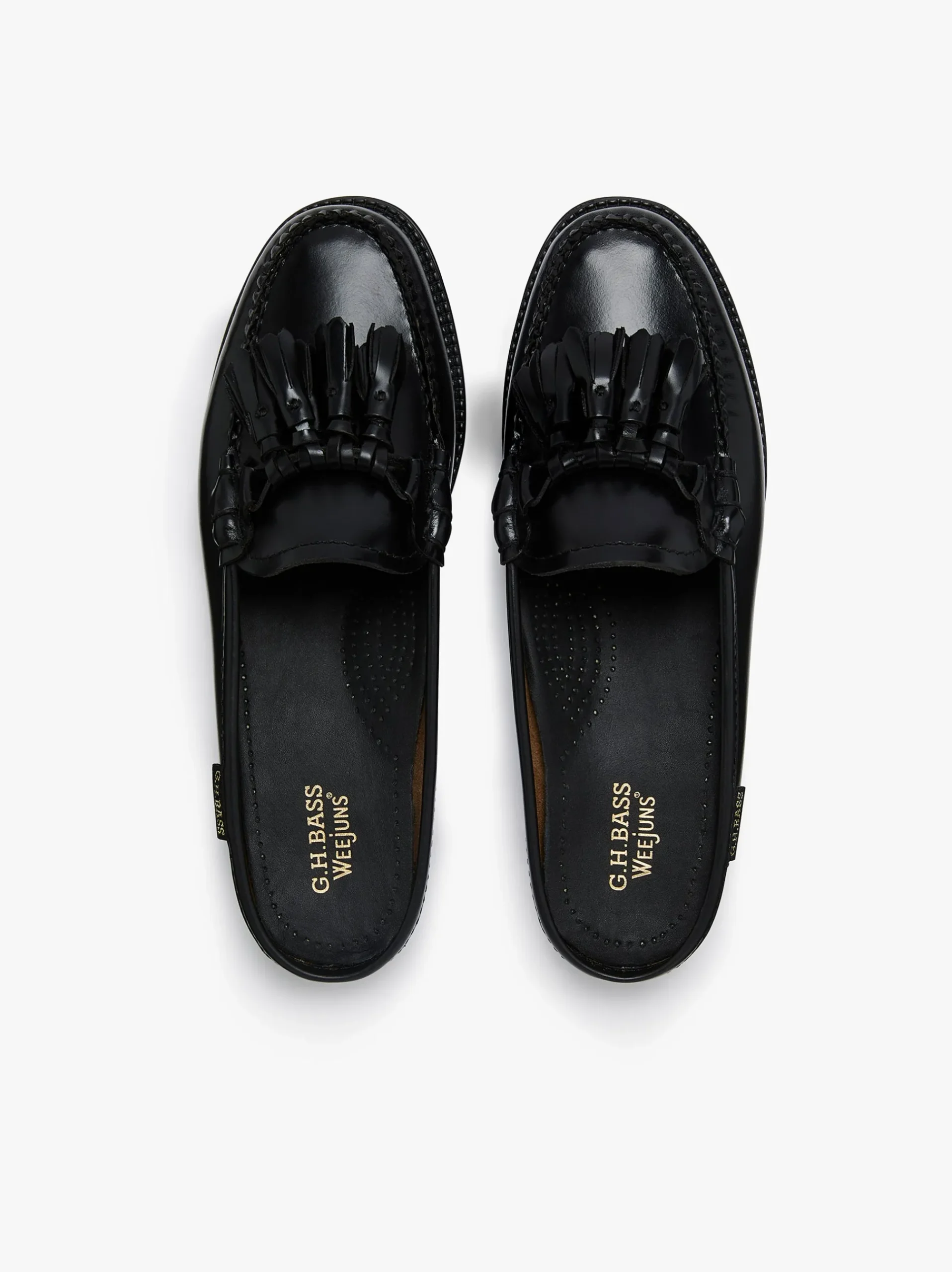 Online G.H.BASS Easy Weejuns Tetra Tassel Slides Leather Black