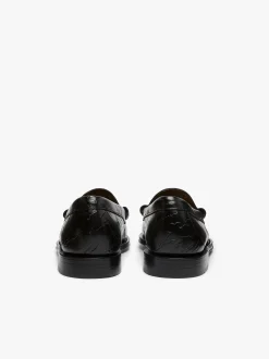 New G.H.BASS x Maharishi Larson Penny Loafers Black Embossed Leather