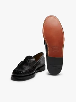 New G.H.BASS x Maharishi Larson Penny Loafers Black Embossed Leather