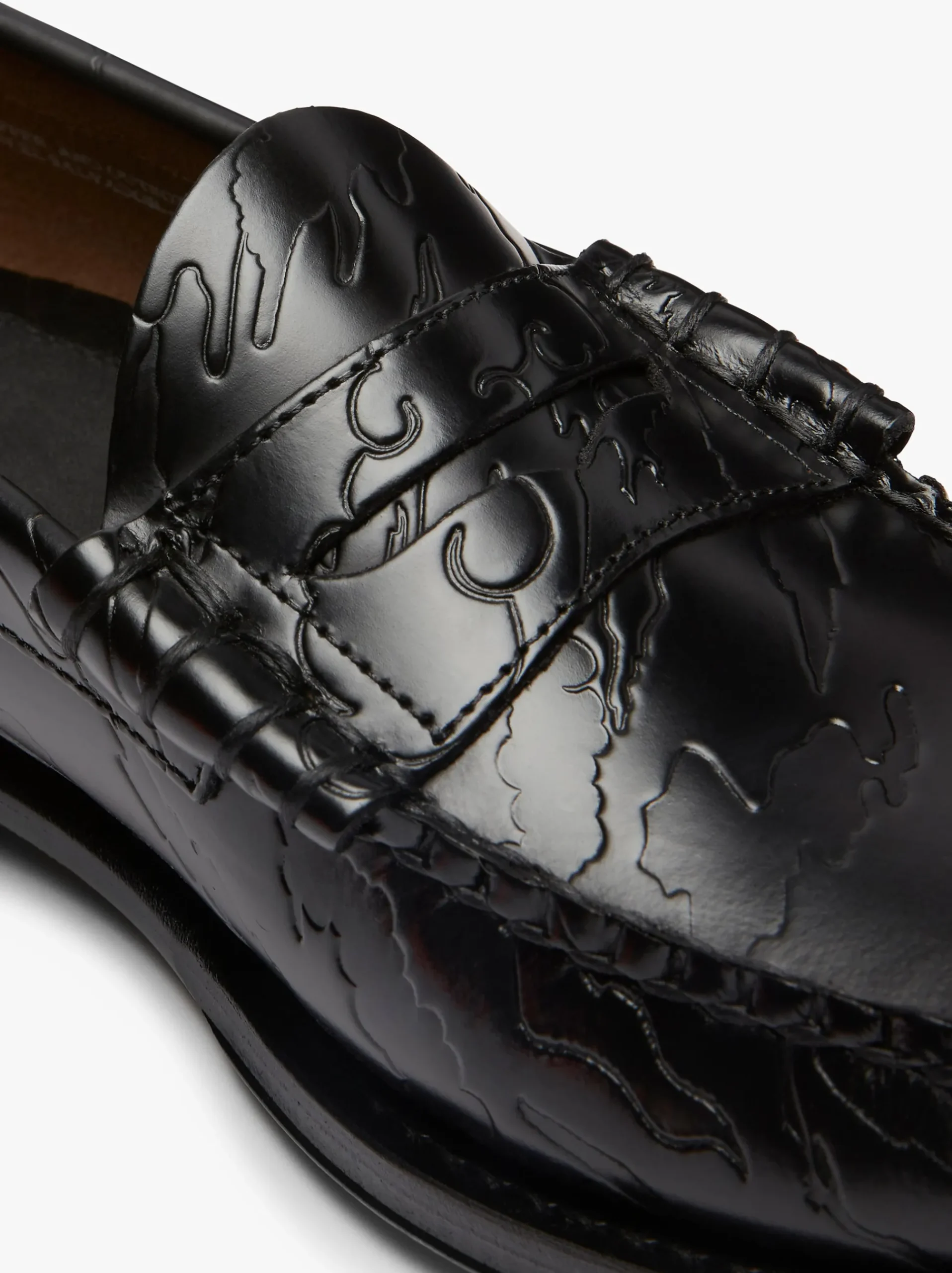 New G.H.BASS x Maharishi Larson Penny Loafers Black Embossed Leather