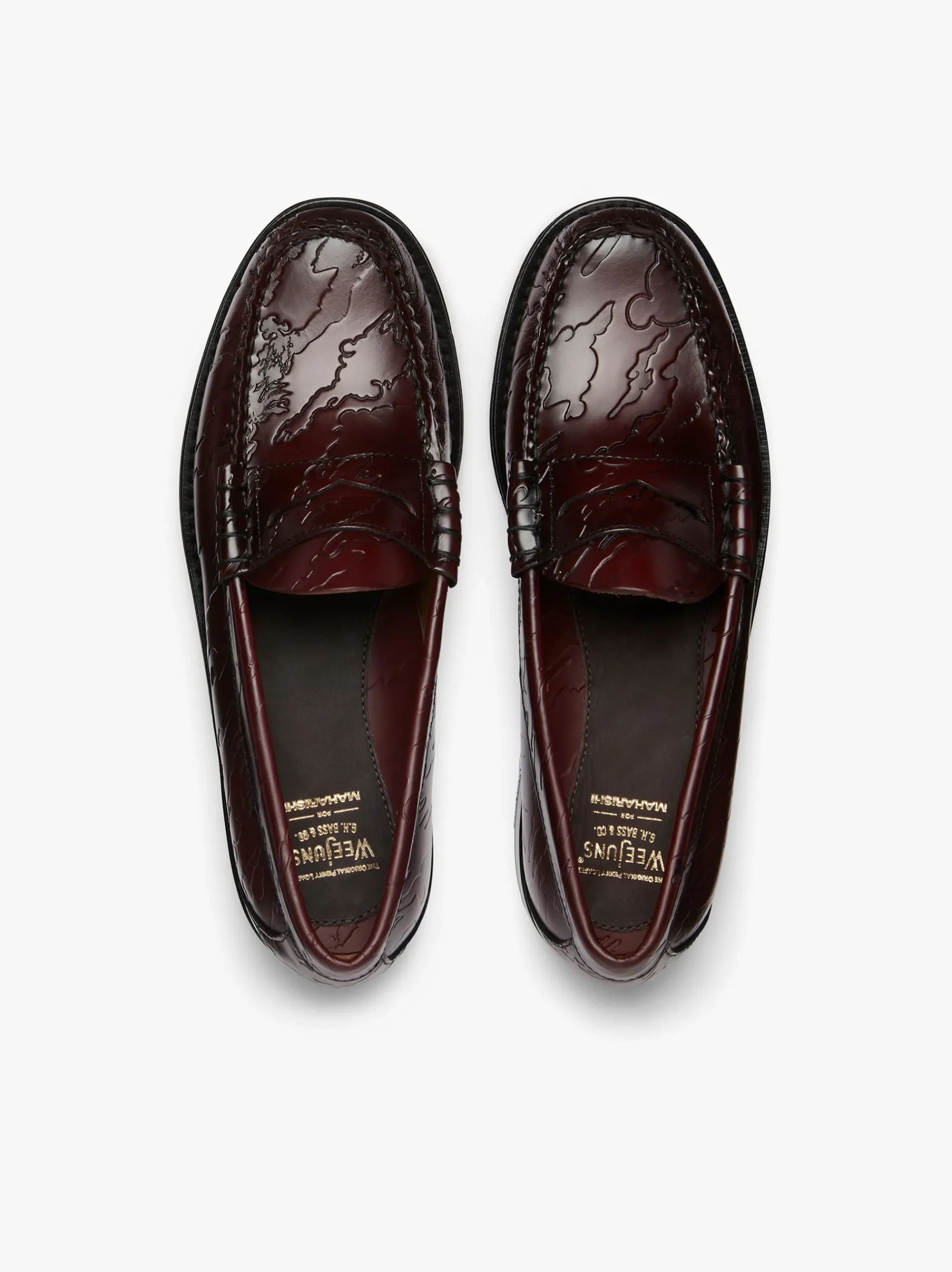 Best G.H.BASS x Maharishi Larson Penny Loafers Embossed Leather Wine