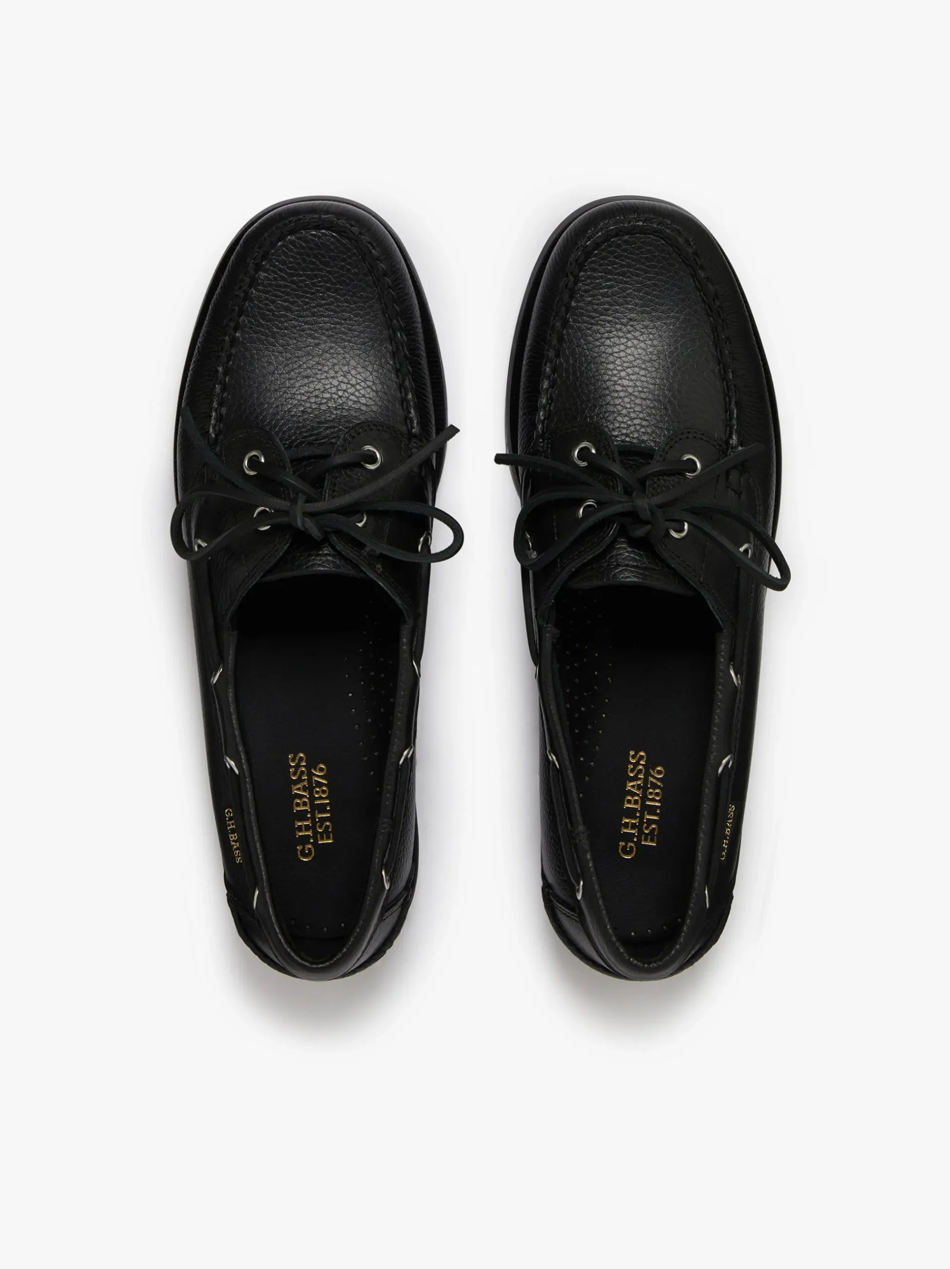 Best G.H.BASS Jetty II 2 Eye Boat Shoes Tumbled Leather Black