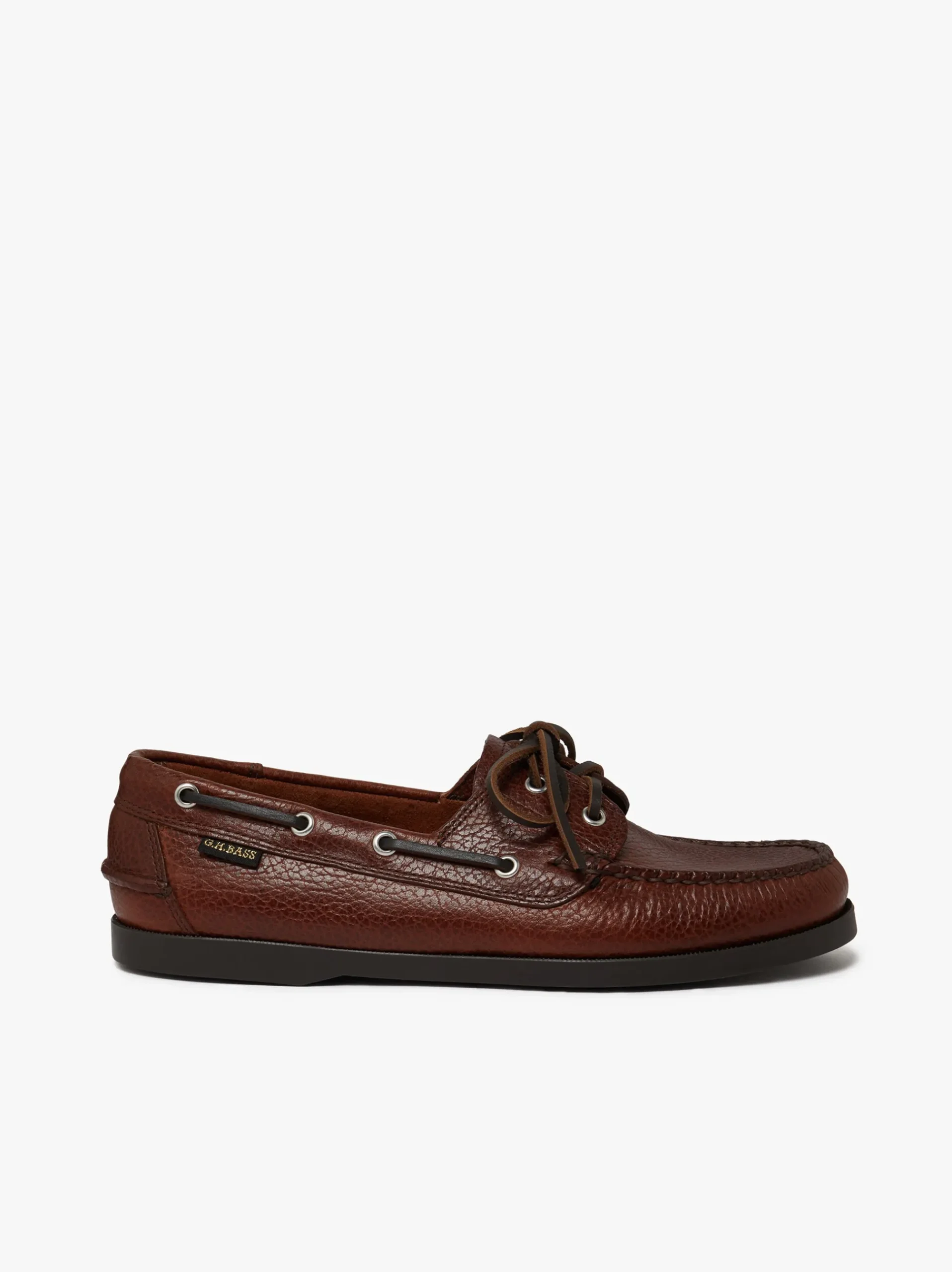 New G.H.BASS Jetty II 2 Eye Boat Shoes Tumbled Leather Dark Tan