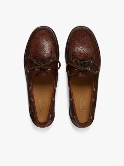New G.H.BASS Jetty II 2 Eye Boat Shoes Tumbled Leather Dark Tan