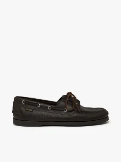 G.H.BASS Jetty II 2 Eye Boat Shoes Tumbled Leather Dark Brown