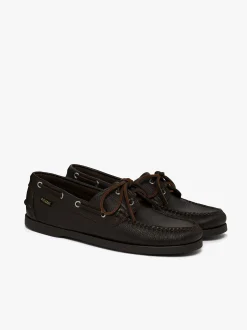 G.H.BASS Jetty II 2 Eye Boat Shoes Tumbled Leather Dark Brown