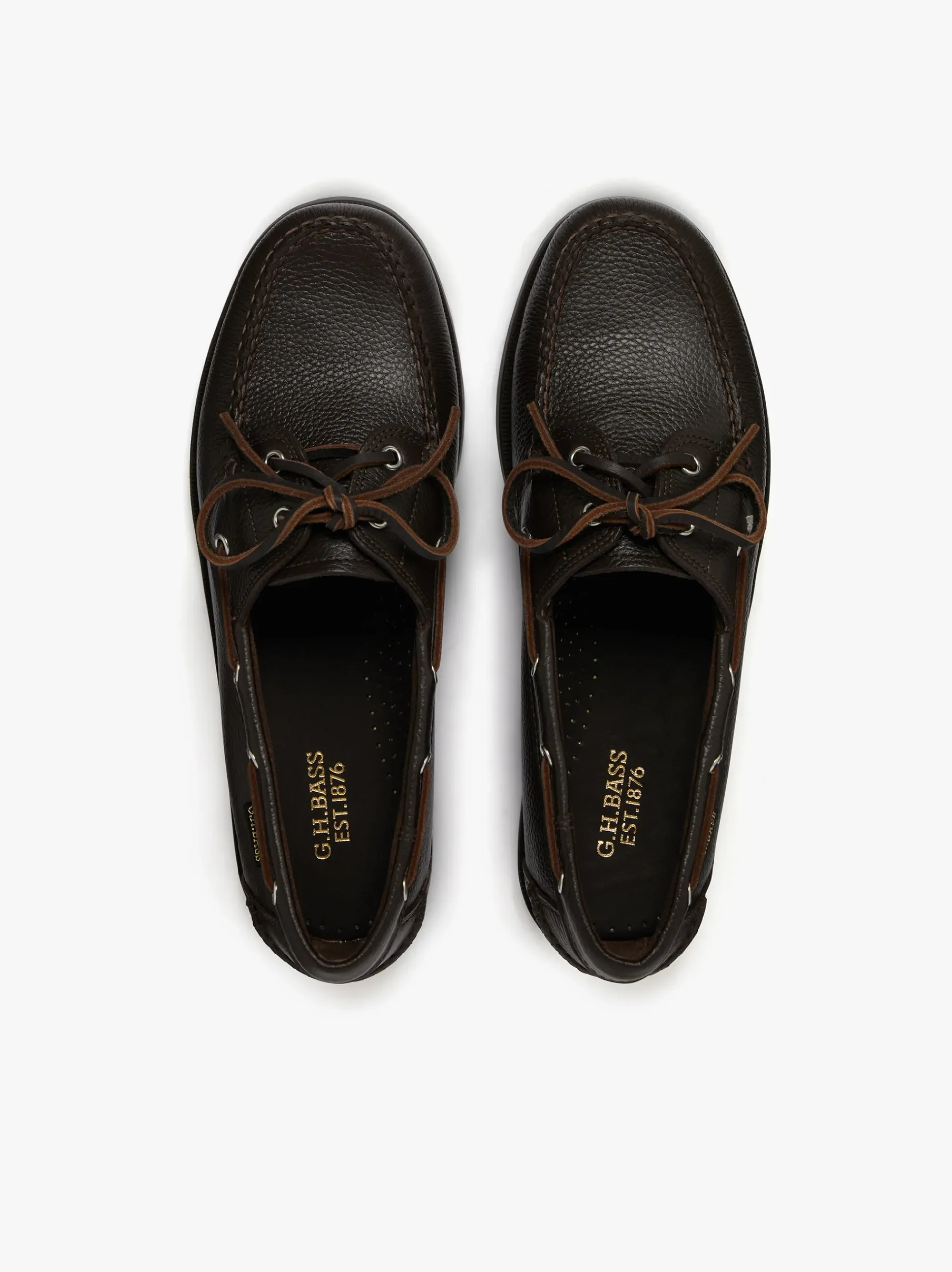 G.H.BASS Jetty II 2 Eye Boat Shoes Tumbled Leather Dark Brown